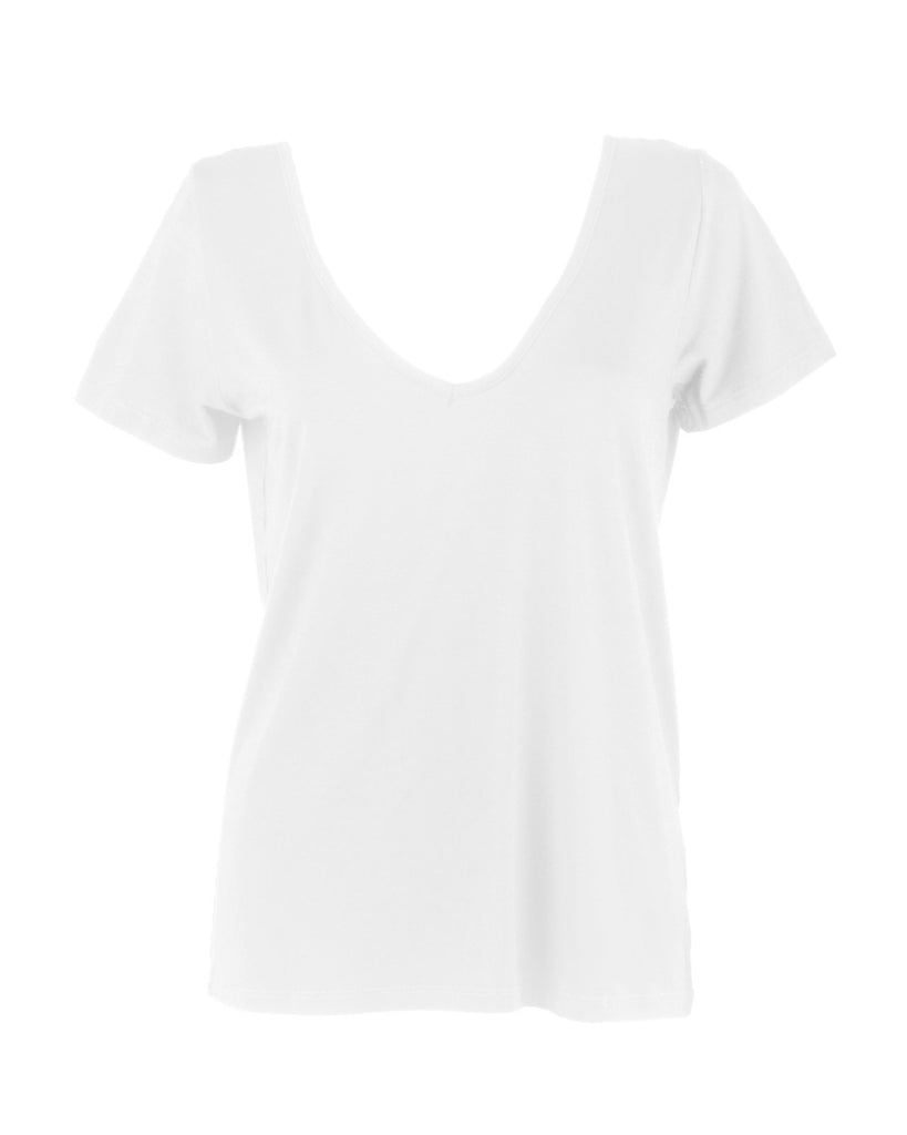 "The Marykate"- Lace Back Detail V-neck T-shirt (White) - Sinead Keary