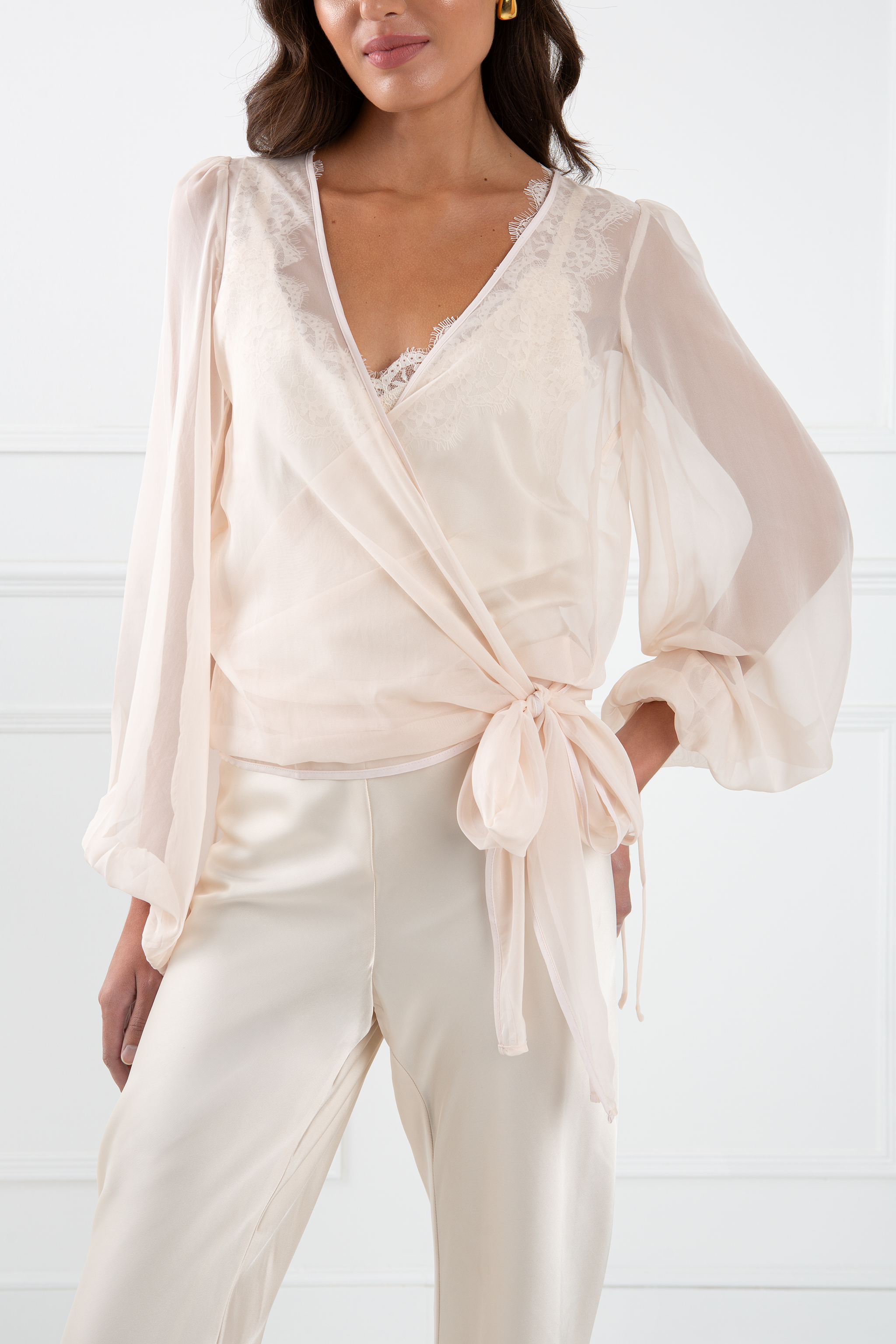 The Jenny | Champagne Sheer Wrap Blouse – Sinead Keary