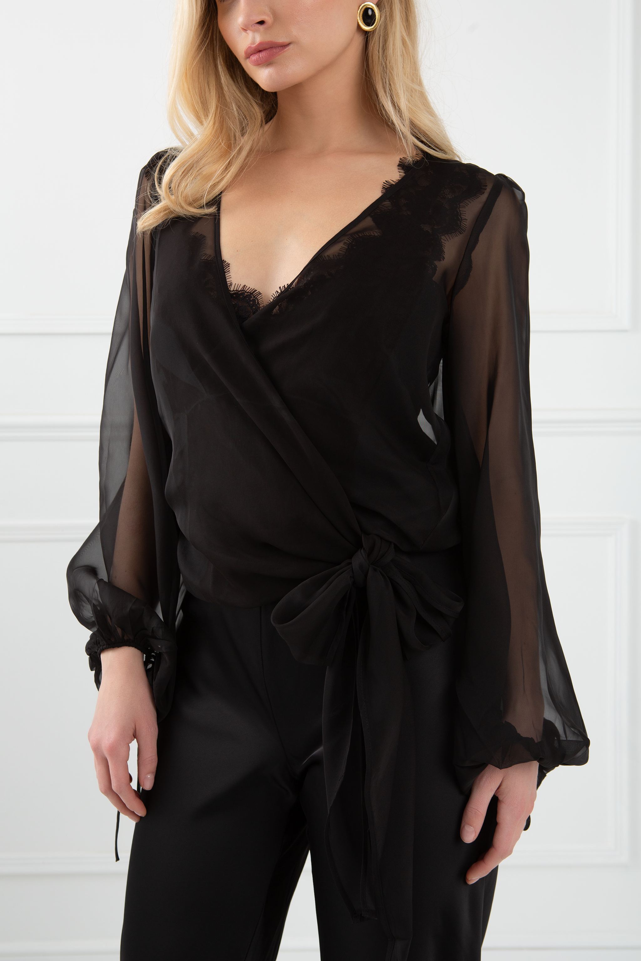 sheer over blouse　acka 新品 The Jenny | Black Sheer Wrap Blouse – Sinead Keary