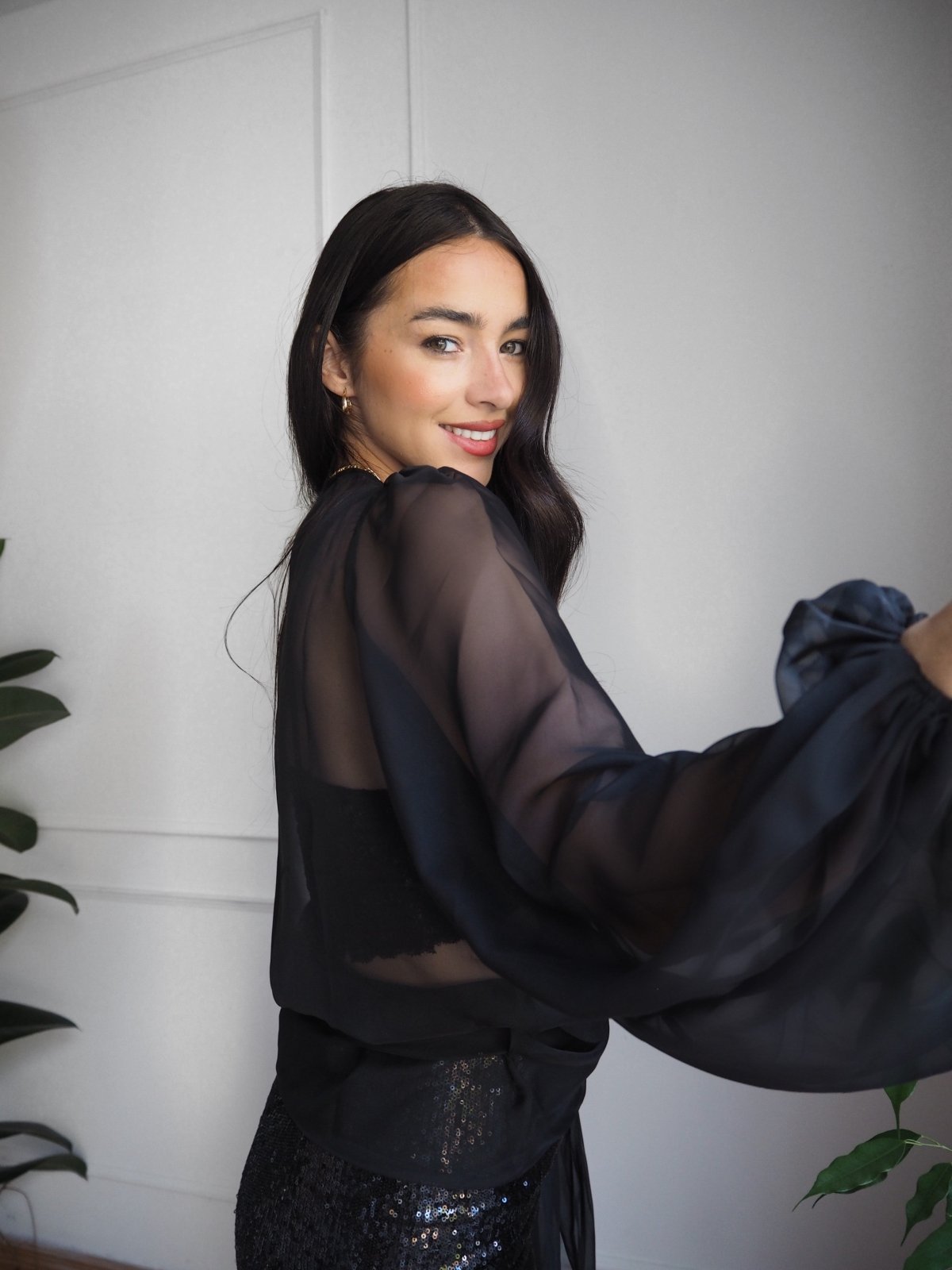 The Jenny Black Sheer Wrap Blouse – Sinead Keary