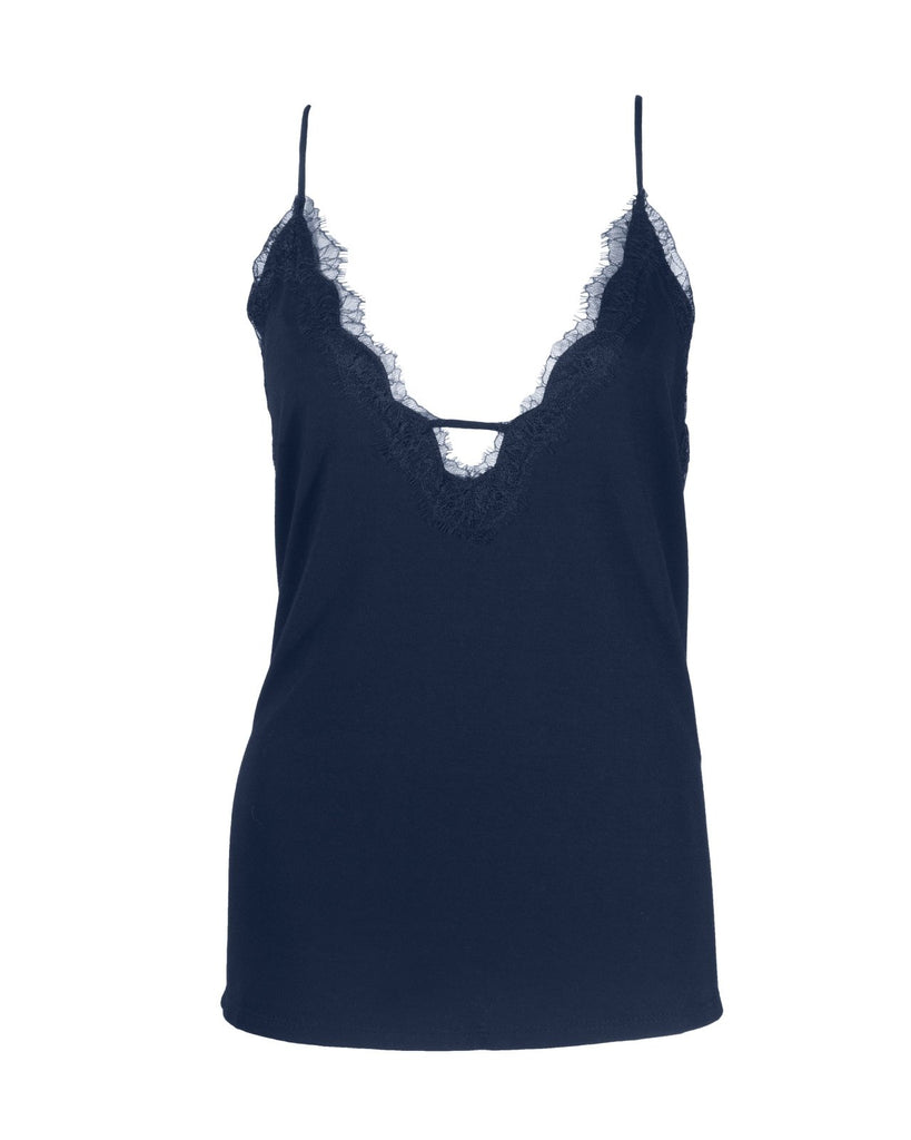 "The Nicola" - Racer Back Lace Jersey Cami (Navy) - Sinead Keary