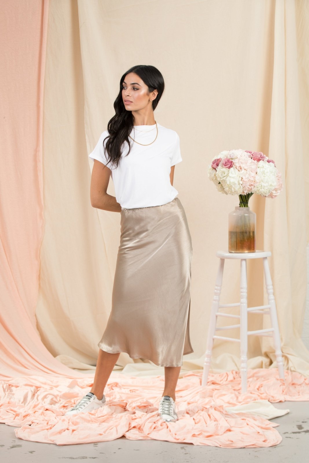 Midi Skirt Gold Skirt Near Me Gini London Sandy Gold Satin Bias