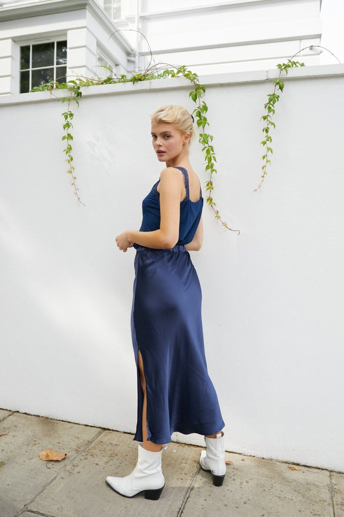 "The Ruby" - Bra Friendly Lace Jersey Cami (Navy) - Sinead Keary