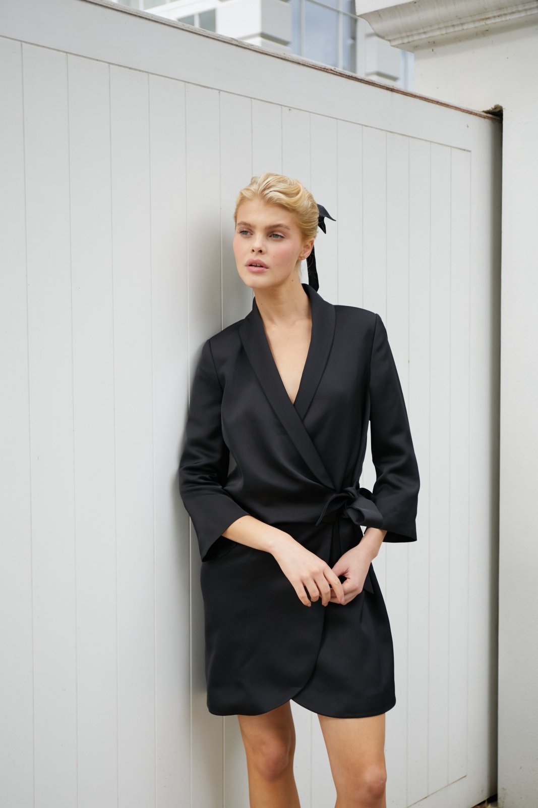 The Sarah Wrap Blazer Dress (Black) The Sarah Wrap Blazer Dress (Black)