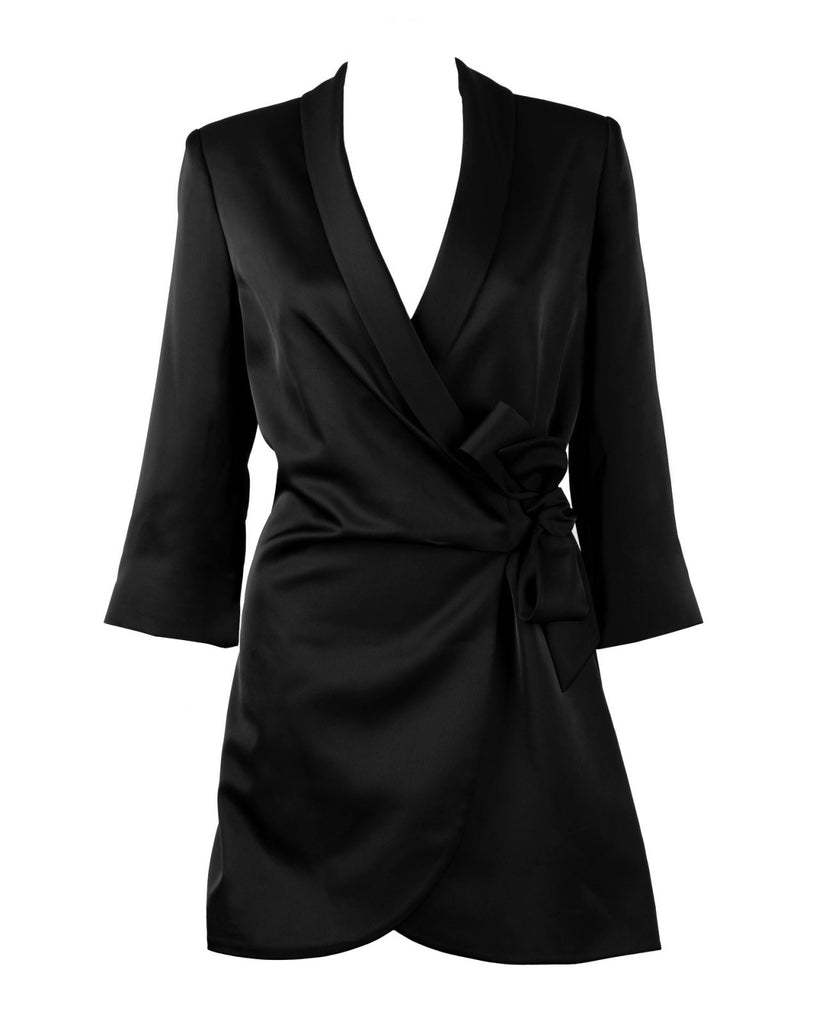 "The Sarah" Wrap Blazer Dress (Black) - Sinead Keary
