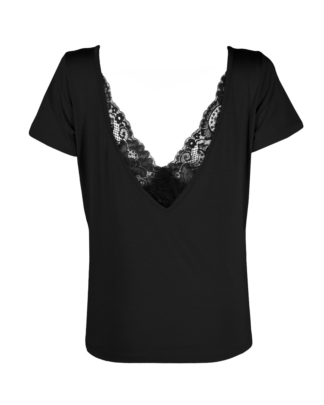 The Sophie | Black Lace Back Round Neck T-shirt – Sinead Keary