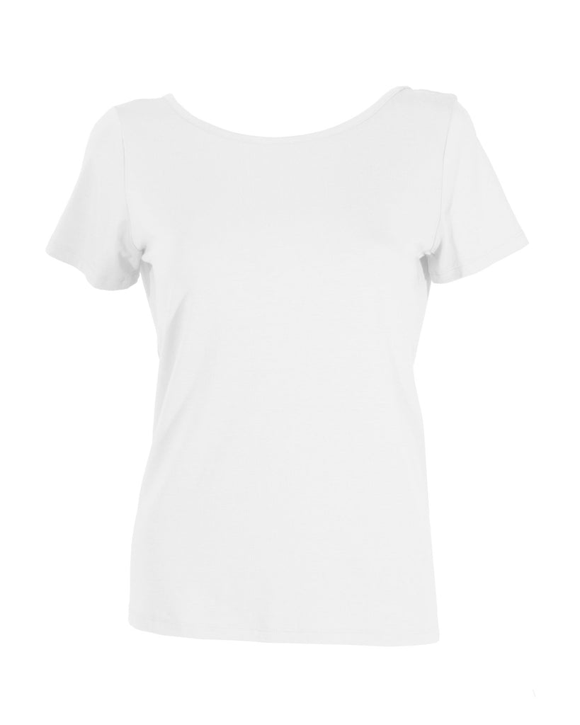 "The Sophie" - Lace Back Detail Round Neck T-shirt (White) - Sinead Keary