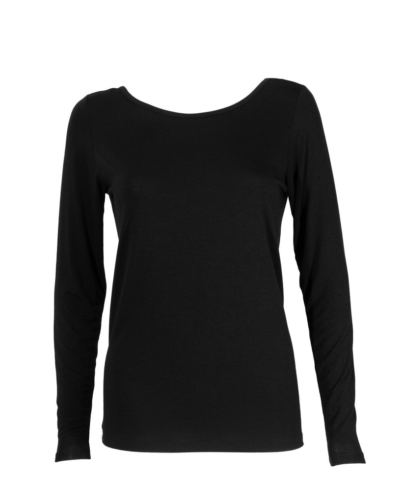 "The Sophie Longsleeve"- Lace Back Detail Round Neck T-shirt (Black) - Sinead Keary