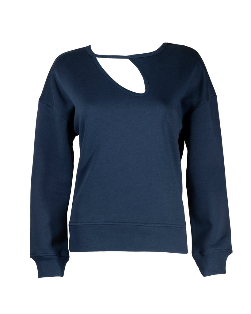 "The Stefanie 2" - Shoulder Cut Out Detail Sweatshirt (Navy) - Sinead Keary