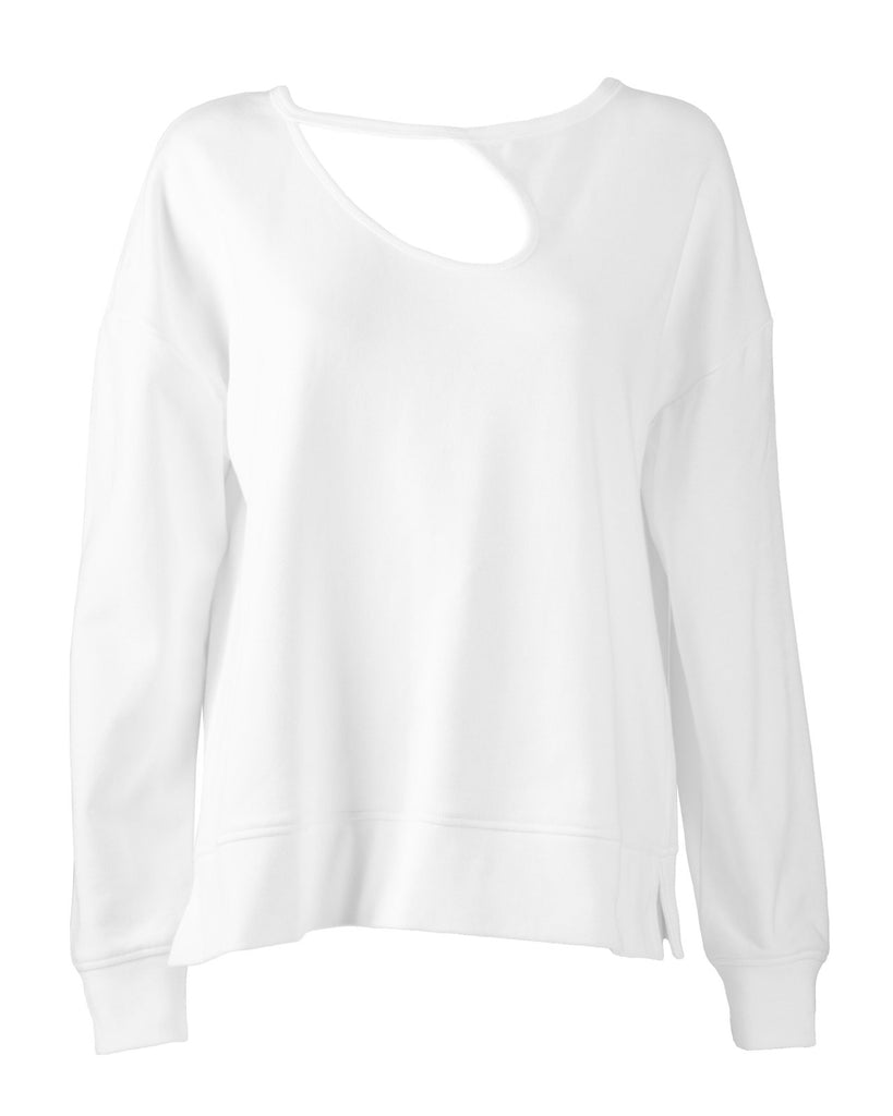 "The Stefanie 2" - Shoulder Cut Out Detail Sweatshirt (White) - Sinead Keary