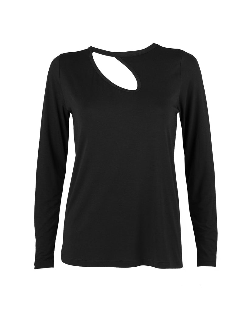 "The Stefanie Longsleeve"- Cut Out Detail T-shirt (Black) - Sinead Keary