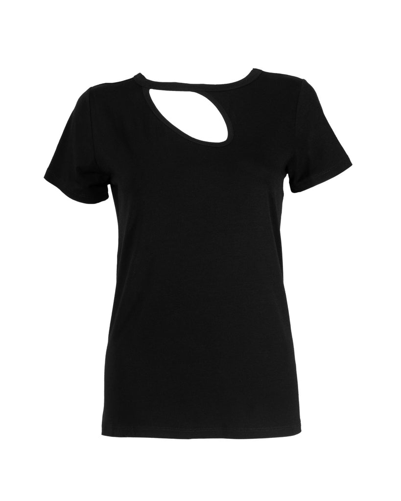 "The Stefanie Shortsleeve"- Cut Out Detail T-shirt (Black) - Sinead Keary